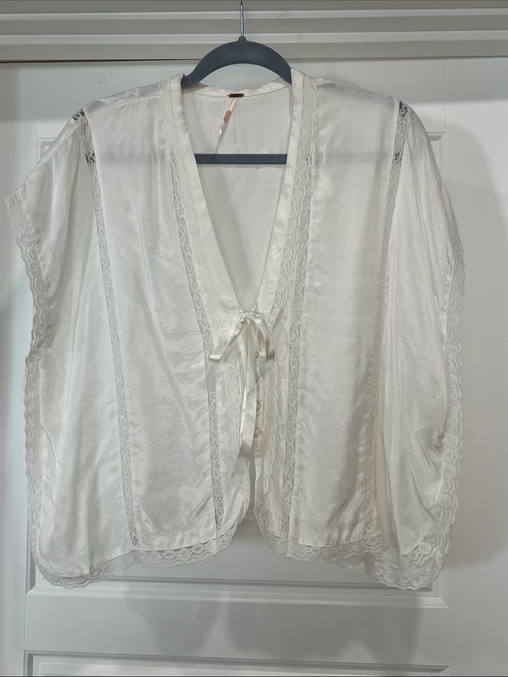 Free People Satin Lace Robe Top Size S NWOT